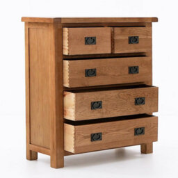 Zelah Oak 2 Over 3 Chest Of Drawers Fully Assembled - By Roseland Furniture - thumbnail 3