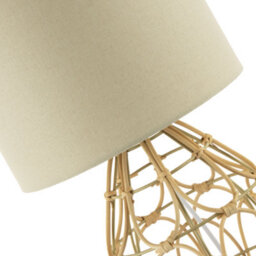 Happy Homewares Traditional Vintage Wrapped Rattan Table Lamp With Cream Linen Fabric Shade - thumbnail 8
