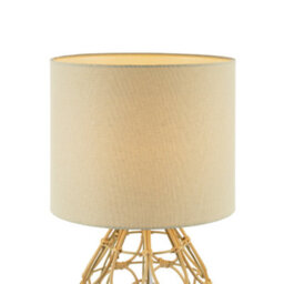 Happy Homewares Traditional Vintage Wrapped Rattan Table Lamp With Cream Linen Fabric Shade - thumbnail 5
