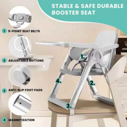 Baby High Chair Adjustable & Durable(Gray) - thumbnail 3