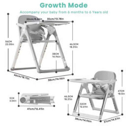 Baby High Chair Adjustable & Durable(Gray) - thumbnail 2