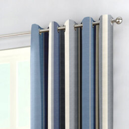 Fusion Whitworth Stripe Blue Fully Lined 100% Cotton Eyelet Curtains - thumbnail 2