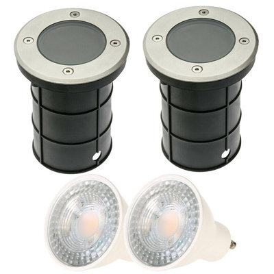 CGC Lighting Meadow - Cgc Two Round Large With Bulbs Stainless Steel Inground Or Decking Lights - image 1