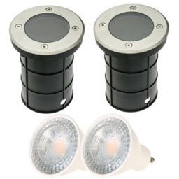 CGC Lighting Meadow - Cgc Two Round Large With Bulbs Stainless Steel Inground Or Decking Lights
