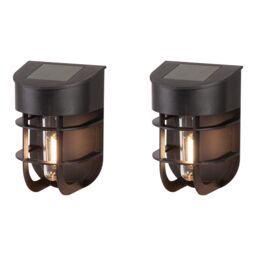 Black Solar-Powered Integrated Led Outdoor Wall Light, Pack Of 2 - thumbnail 2