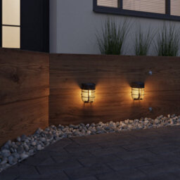 Black Solar-Powered Integrated Led Outdoor Wall Light, Pack Of 2 - thumbnail 1