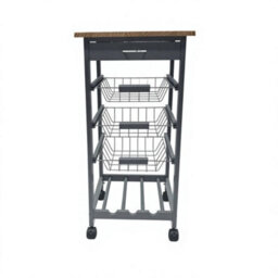 Kitchen Organiser Trolley 3 Tier Bamboo Worktop With Drawers & Baskets - thumbnail 6