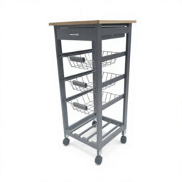 Kitchen Organiser Trolley 3 Tier Bamboo Worktop With Drawers & Baskets - thumbnail 5