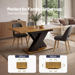 Levede Extendable Dining Table Wooden 120 To 160Cm For 4 To 6 Seats - thumbnail 6