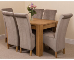That's Furniture Kuba 125 X 80 Cm Chunky Oak Small Dining Table And 6 Chairs Dining Set With Montana Grey Fabric Chairs - thumbnail 1