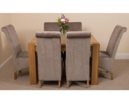 That's Furniture Kuba 125 X 80 Cm Chunky Oak Small Dining Table And 6 Chairs Dining Set With Montana Grey Fabric Chairs - thumbnail 2