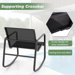 Costway Set Of 3 Patio Rocking Set 2 Rocking Bistro Chairs & Glass-Top Table Furniture - thumbnail 8