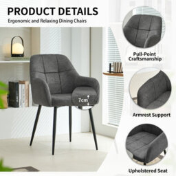 Sonara Ergonomic Dining Chairs Set Of 4 With Plush Chenille Upholstery And Metal Legs - thumbnail 5