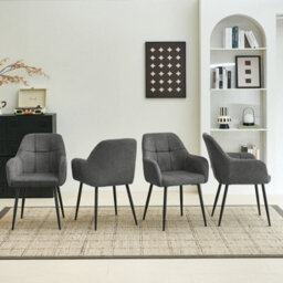 Sonara Ergonomic Dining Chairs Set Of 4 With Plush Chenille Upholstery And Metal Legs - thumbnail 1