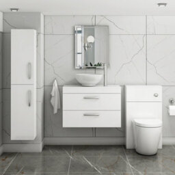 Royal Bathrooms 800mm Wall Hung Vanity Unit 2 Drawer Gloss White & Breeze Countertop Basin - thumbnail 2