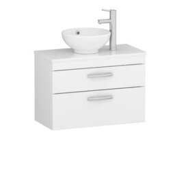 Royal Bathrooms 800mm Wall Hung Vanity Unit 2 Drawer Gloss White & Breeze Countertop Basin - thumbnail 4