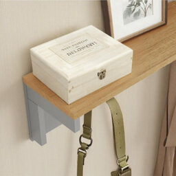 Taylor & Brown 7 Hook Grey Wall Mounted Coat Rack, Wooden Coat Hooks With Shelf And Storage, Wall Shelf With Hooks Underneath - thumbnail 5
