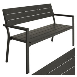 Tectake Line 2-Seater Garden Bench With Aluminum Frame, 128X59X88 Cm - Dark Grey