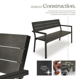 Tectake Line 2-Seater Garden Bench With Aluminum Frame, 128X59X88 Cm - Dark Grey - thumbnail 4
