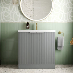 Aveli Bathroom Vanity Unit Basin Sink Free Standing 800mm Door Cabinet Storage Grey