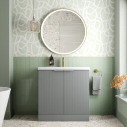 Affine Bathroom Vanity Unit Basin Sink Free Standing 800mm Door Cabinet Storage Grey - thumbnail 2