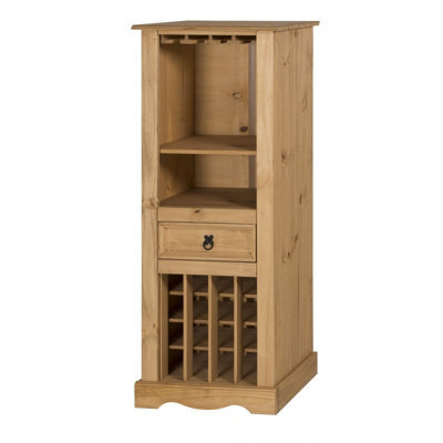 Mercers Furniture Corona Wine Rack 1 Drawer Drinks Cabinet Storage Solid Pine With Mexican Styling - image 1