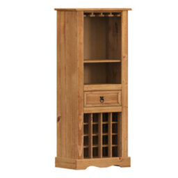Mercers Furniture Corona Wine Rack 1 Drawer Drinks Cabinet Storage Solid Pine With Mexican Styling - thumbnail 3
