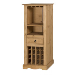 Mercers Furniture Corona Wine Rack 1 Drawer Drinks Cabinet Storage Solid Pine With Mexican Styling - thumbnail 1