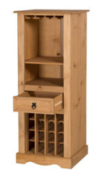 Mercers Furniture Corona Wine Rack 1 Drawer Drinks Cabinet Storage Solid Pine With Mexican Styling - thumbnail 5