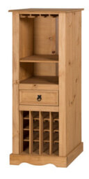 Mercers Furniture Corona Wine Rack 1 Drawer Drinks Cabinet Storage Solid Pine With Mexican Styling - thumbnail 4