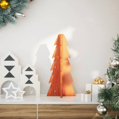Berkfield Wooden Christmas Tree For Decoration Wax Brown 49 Cm Solid Wood Pine - image 1