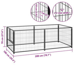 Berkfield Durable Dog Kennel Black 200X100X70 Cm Steel - thumbnail 5