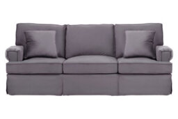 Orsina Three Seat Grey Velvet Sofa, Plush Velvet Upholstery With Key Style Padded Arms, Wooden Base 3 Seater Sofa - thumbnail 1