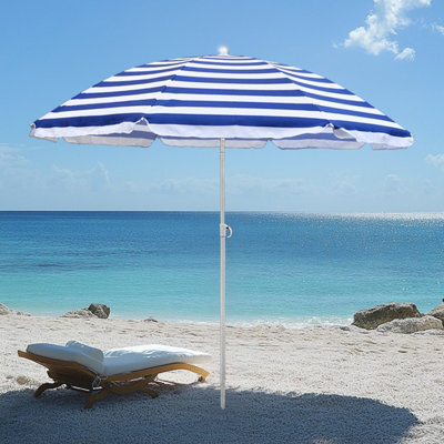 Rinse Bathrooms Blue Beach Parasol Garden Outdoor Patio Sun Shade Tilting Umbrella 180Cm - image 1