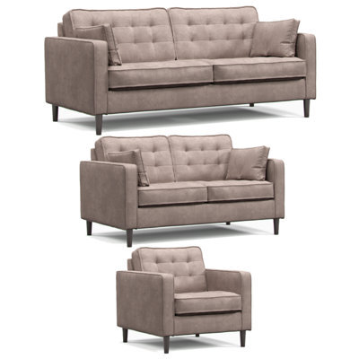 Furnishings For Less UK Eden Pewter Chenille Fabric 3 Piece Sofa Suite 3 Seater, 2 Seater And Armchair - image 1