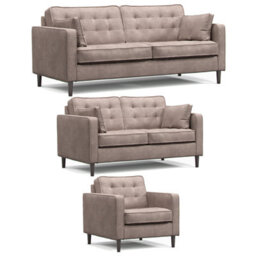Furnishings For Less UK Eden Pewter Chenille Fabric 3 Piece Sofa Suite 3 Seater, 2 Seater And Armchair - thumbnail 1