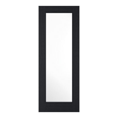 Lpd Fresno Clear Glazed Modern Black Internal Chipboard Door, (H)1981mm (W)686mm (T)35mm