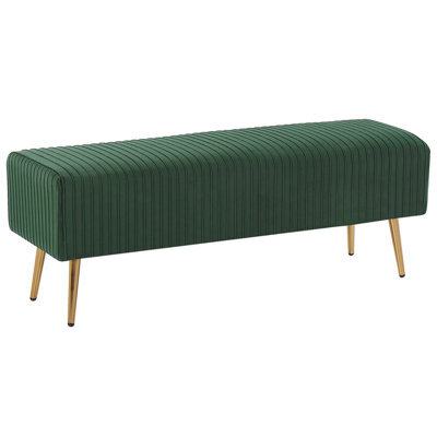 Beliani Upholstered Bench Paterson Velvet Emerald Green - image 1