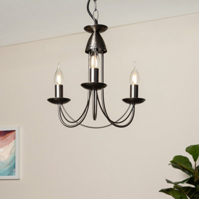 Litecraft Sally 3 Light Traditional Style Chandelier - Pewter - image 1
