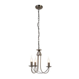 Litecraft Sally 3 Light Traditional Style Chandelier - Pewter - thumbnail 2