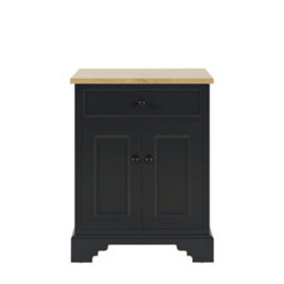Homestylestore 645mm Black Grey And Oak Bathroom Vanity Unit With Black Round Handles - thumbnail 2