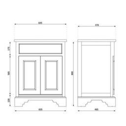 Homestylestore 645mm Black Grey And Oak Bathroom Vanity Unit With Black Round Handles - thumbnail 3