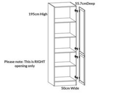Impact Furniture Kitchen Larder Unit Tall Slim Pantry Cabinet Cupboard 500mm Shaker Dark Grey Right Storage Junona - thumbnail 6