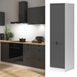 Impact Furniture Kitchen Larder Unit Tall Slim Pantry Cabinet Cupboard 500mm Shaker Dark Grey Right Storage Junona - thumbnail 2