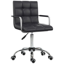 Homcom Mid Back Home Office Chair Swivel Computer Chair With Armrests, Black - thumbnail 2