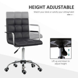 Homcom Mid Back Home Office Chair Swivel Computer Chair With Armrests, Black - thumbnail 4