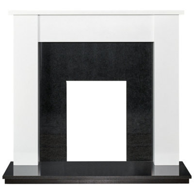 Adam Buxton Fireplace In Pure White & Black Granite Stone, 48 Inch - image 1