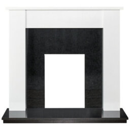 Adam Buxton Fireplace In Pure White & Black Granite Stone, 48 Inch - thumbnail 1