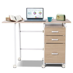 Folding Computer Desk Wheeled Pc Laptop Table Writing Workstation - thumbnail 3