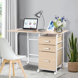 Folding Computer Desk Wheeled Pc Laptop Table Writing Workstation - thumbnail 4